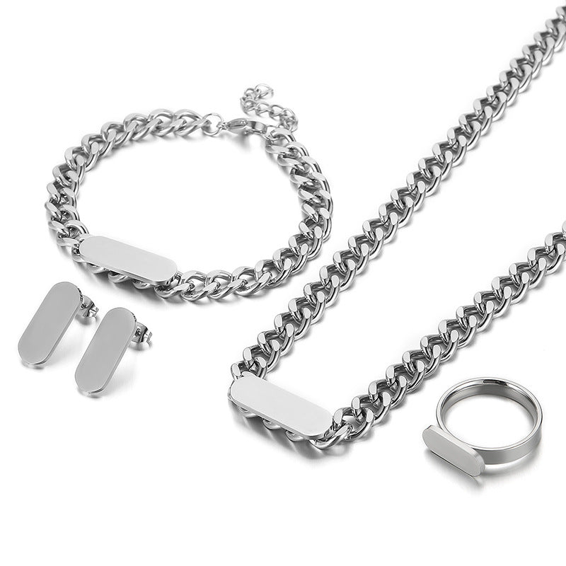Stainless Steel Cuban Link Set