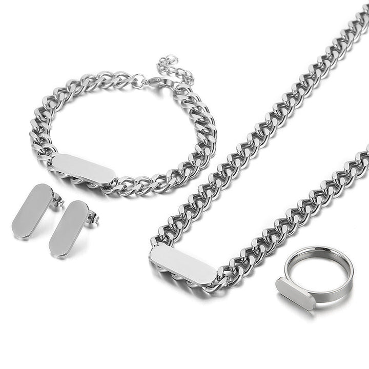 Stainless Steel Cuban Link Set