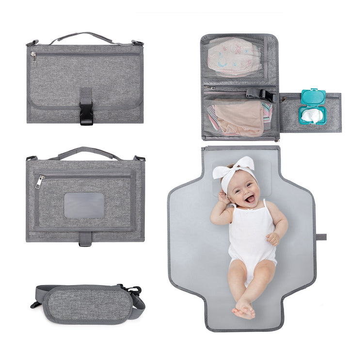 gray portable diaper bag unfolded