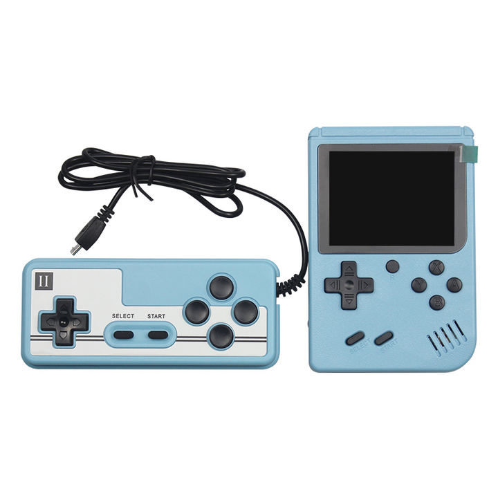 light blue portable game system, connected controller