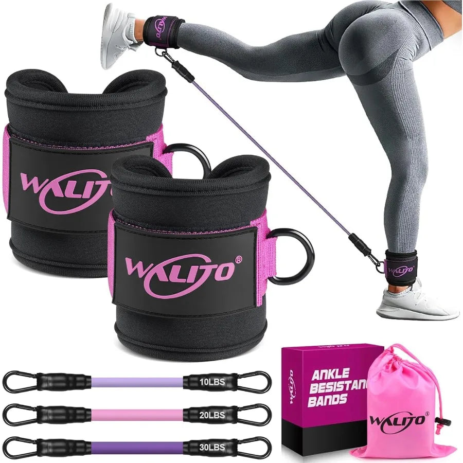 Train legs & glutes anywhere. Soft neoprene straps + 3 resistance levels. Great for home, gym, or travel. Durable latex tubes with metal hooks. Compact & portable.