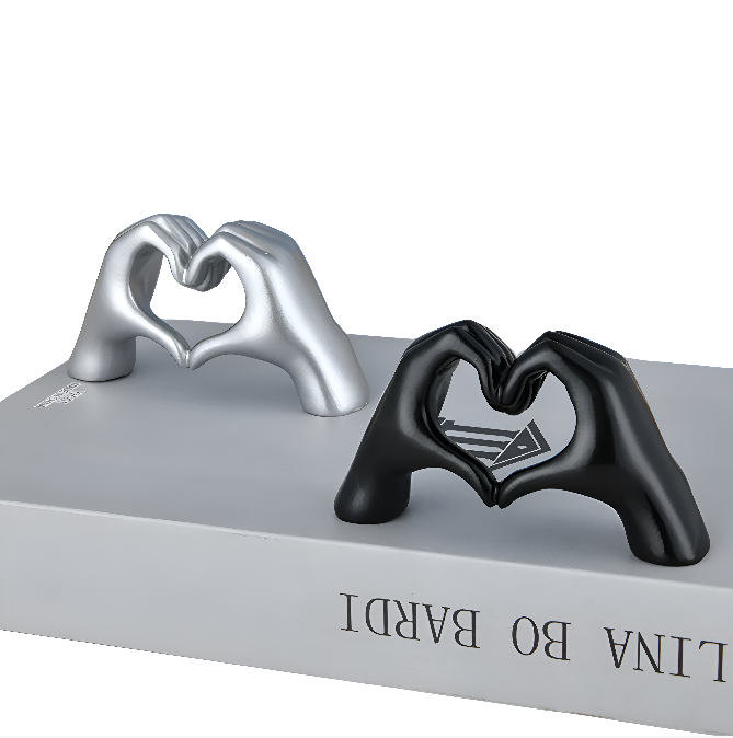 Gold Heart Hand Statue
