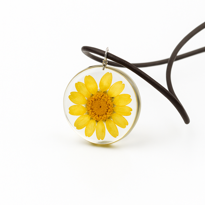 Sunflower Glass Pendant Necklace