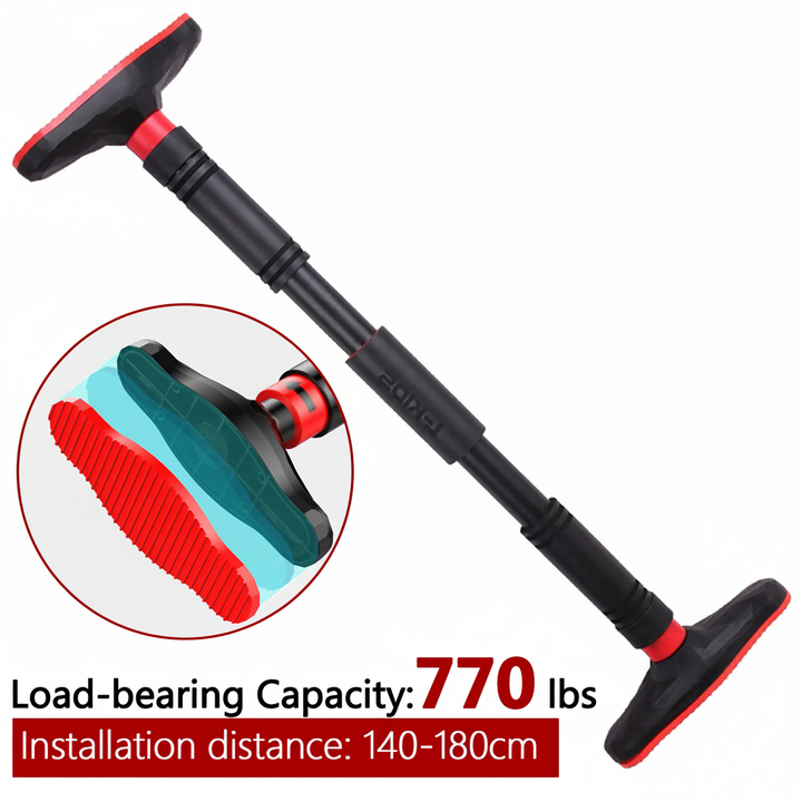 Compact pull-up bar with narrow fit (65–100 cm), ideal for smaller doorways, lightweight yet strong, perfect for apartment fitness routines