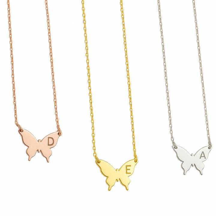 Custom Butterfly Initial Necklace