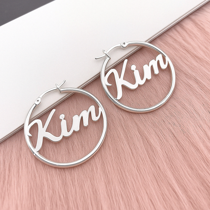 Custom Name Hoop Earrings