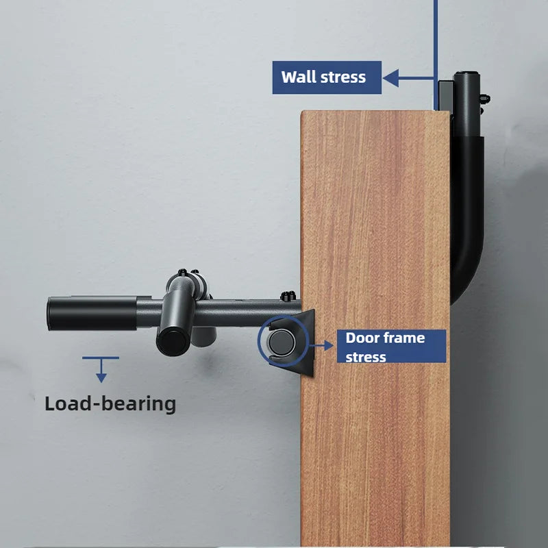 Multi-functional exercise bar enabling pull-ups, push-ups, and core workouts at home