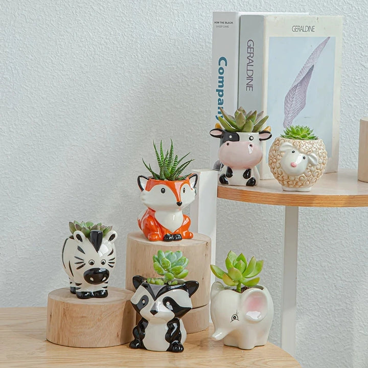 Nordic Animal Head Ceramic Planter