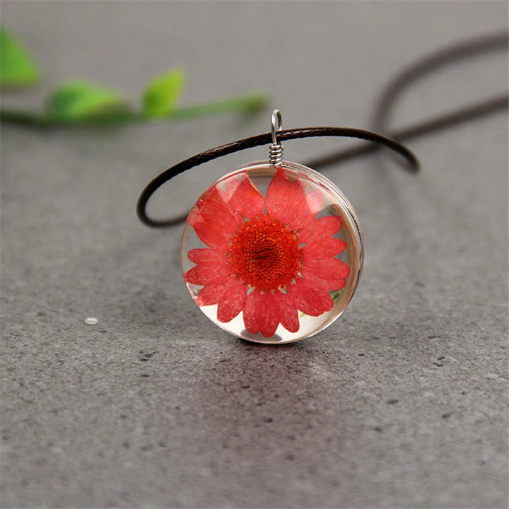 Sunflower Glass Pendant Necklace