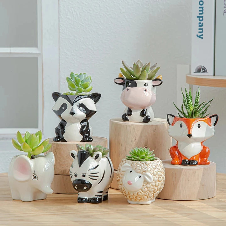 Nordic Animal Head Ceramic Planter