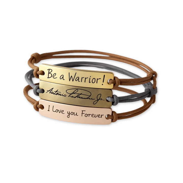 Handwritten Leather Memorial Bracelet