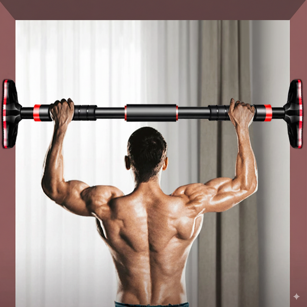 Heavy-duty chin-up bar with 770 lbs load capacity, non-slip rubber grips, adjustable for doorways from 65 to 100 cm, perfect for intense strength workouts