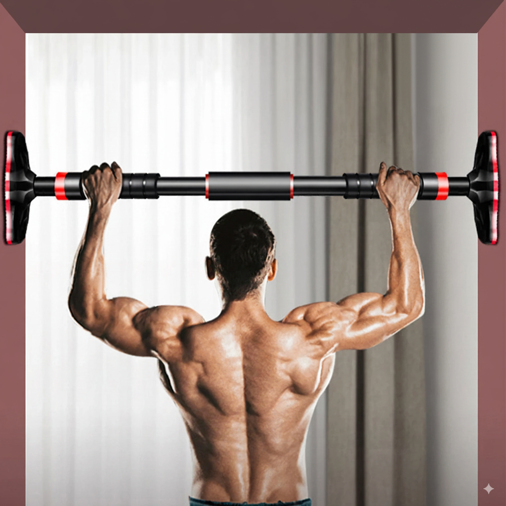 Heavy-duty chin-up bar with 770 lbs load capacity, non-slip rubber grips, adjustable for doorways from 65 to 100 cm, perfect for intense strength workouts