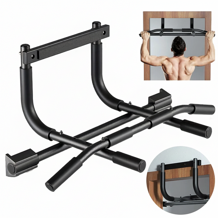 Durable black pull-up bar with thick foam padding and secure door frame grip