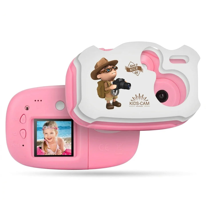 Lilliput toy camera in pink, front view
