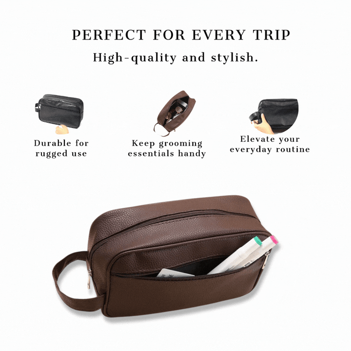 Men’s Leather Toiletry Bag-SmashingFinds