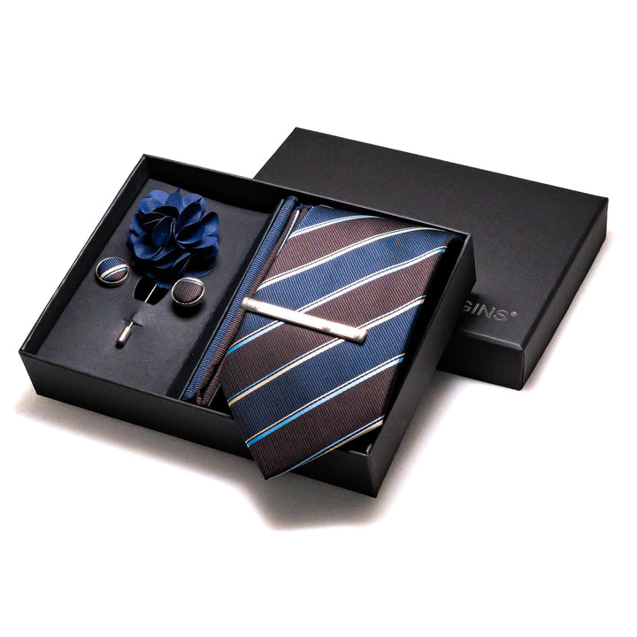 Men’s Navy Silk Tie Set-SmashingFinds