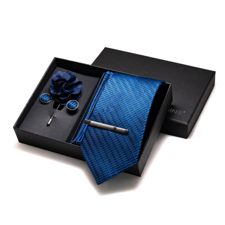 Men’s Navy Silk Tie Set-SmashingFinds
