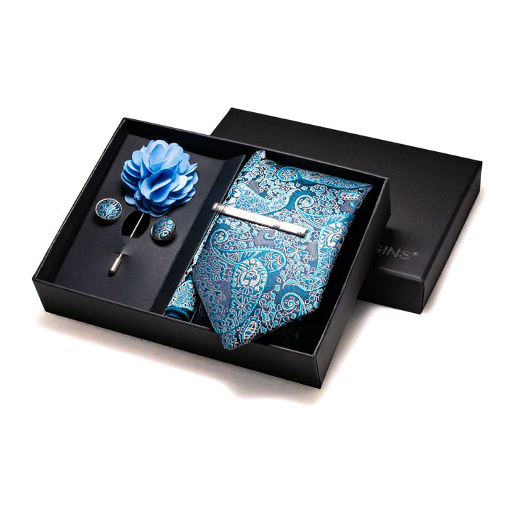Men’s Navy Silk Tie Set-SmashingFinds