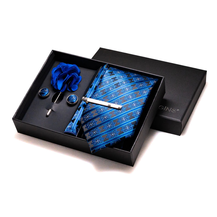Men’s Navy Silk Tie Set-SmashingFinds
