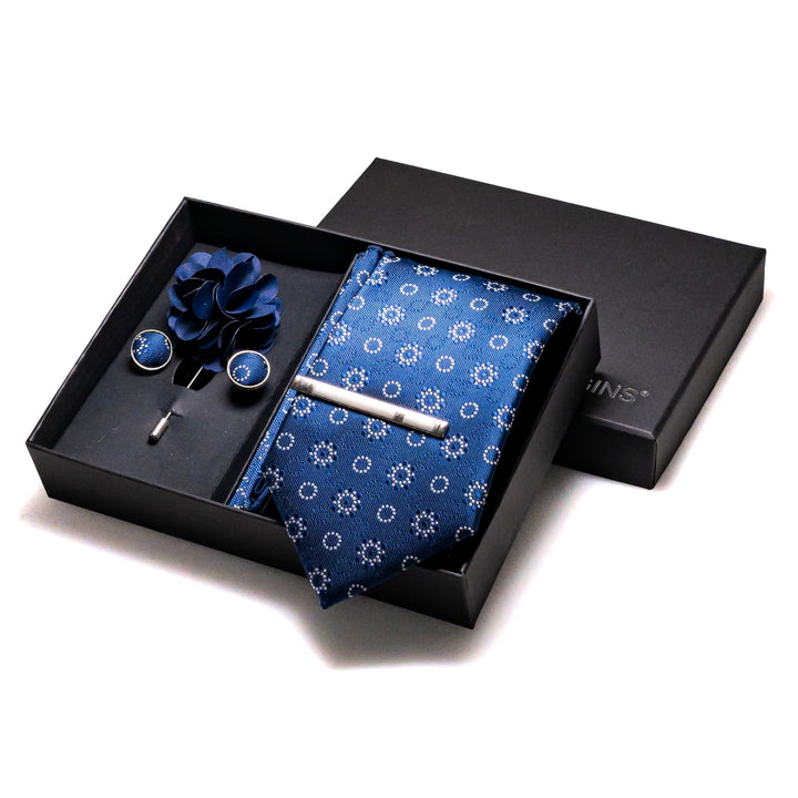 Men’s Navy Silk Tie Set-SmashingFinds