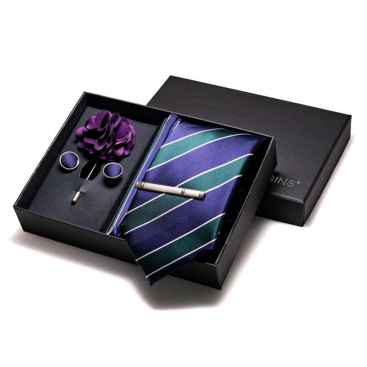 Men’s Navy Silk Tie Set-SmashingFinds