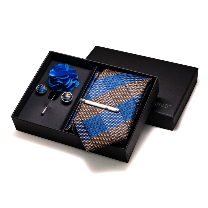 Men’s Navy Silk Tie Set-SmashingFinds