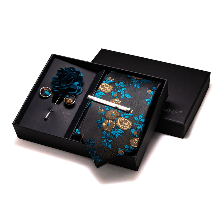 Men’s Navy Silk Tie Set-SmashingFinds