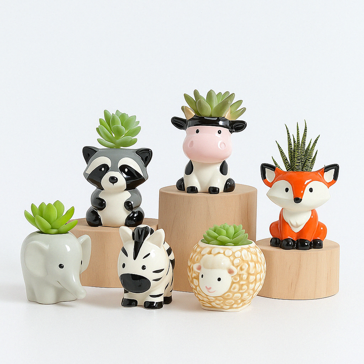 Nordic Animal Head Ceramic Planter
