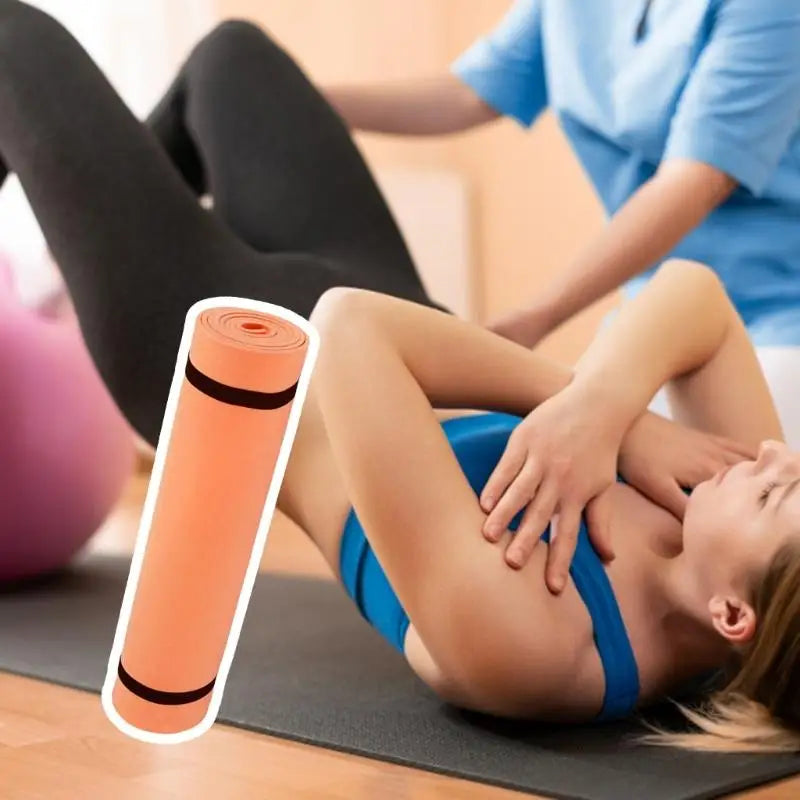 Foldable and durable orange fitness mat for floor training and workouts