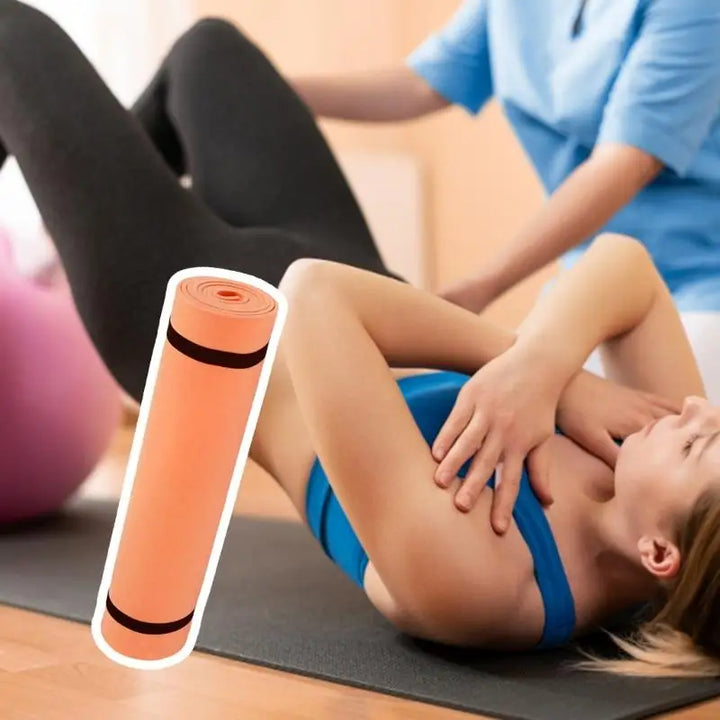 Foldable and durable orange fitness mat for floor training and workouts