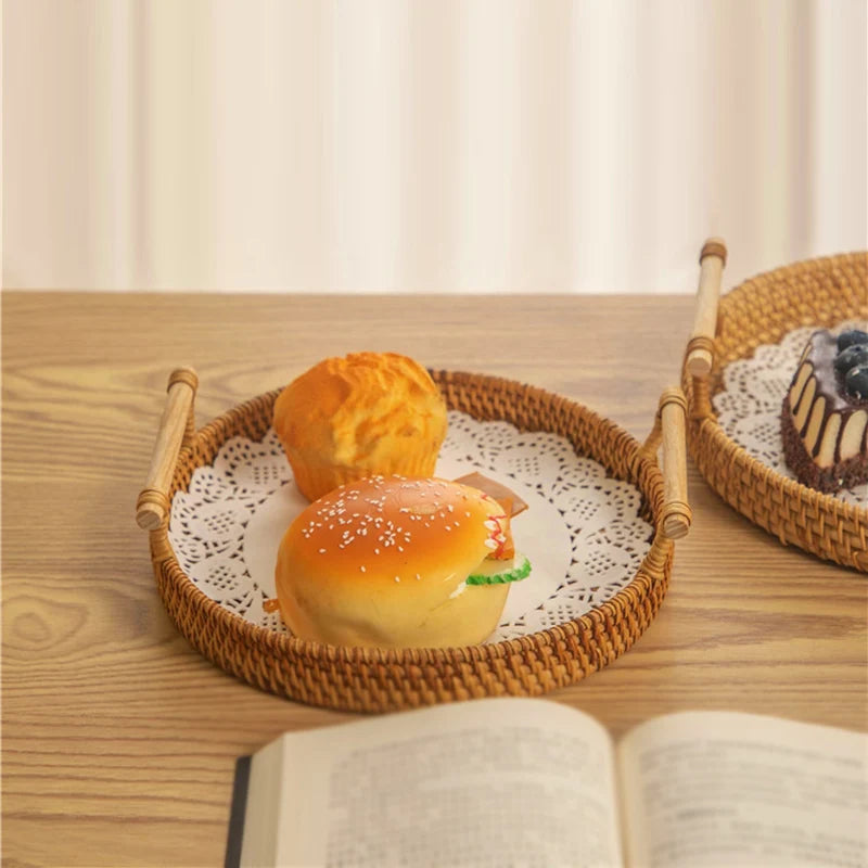 Rattan Round Serving Tray