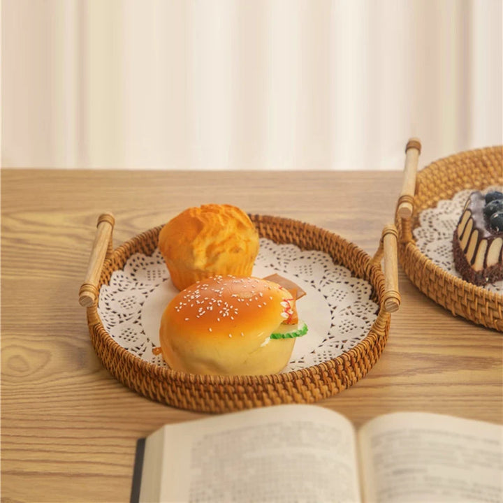 Rattan Round Serving Tray