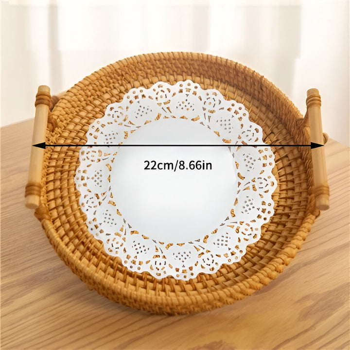 Rattan Round Serving Tray
