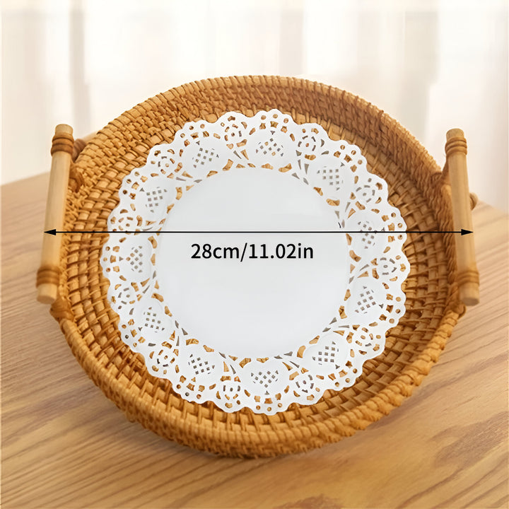 Rattan Round Serving Tray