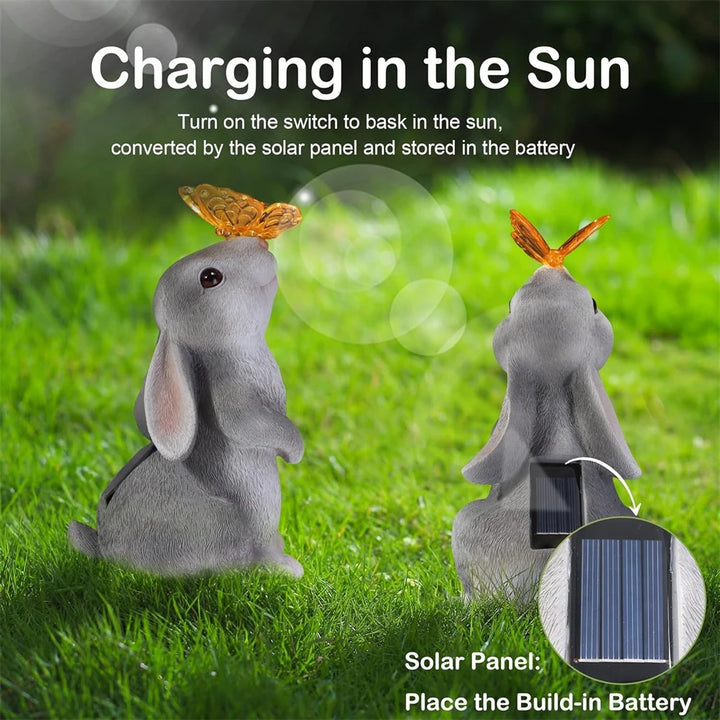 Solar Bunny Garden Statue