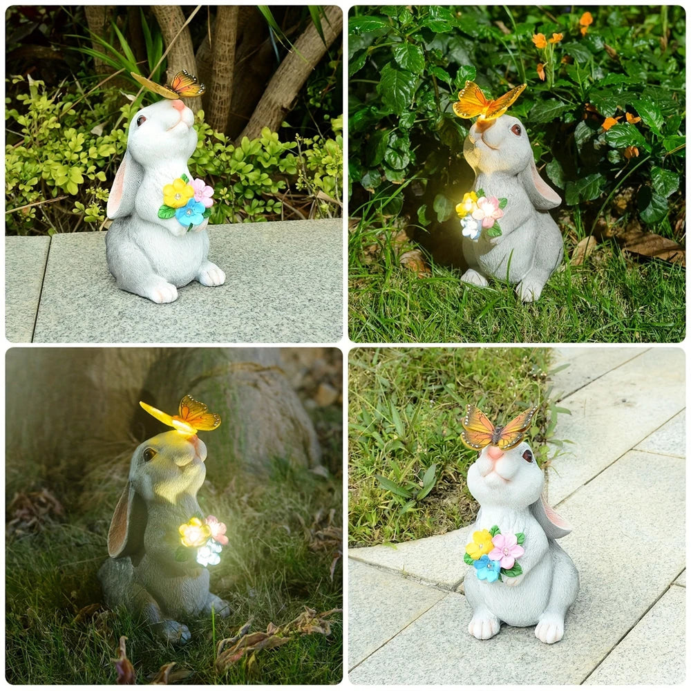 Solar Bunny Garden Statue