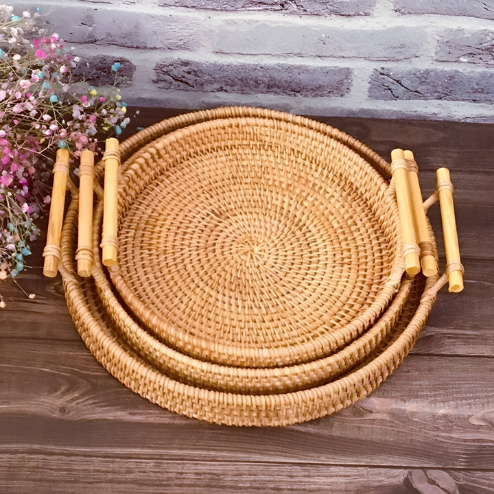 Rattan Round Serving Tray