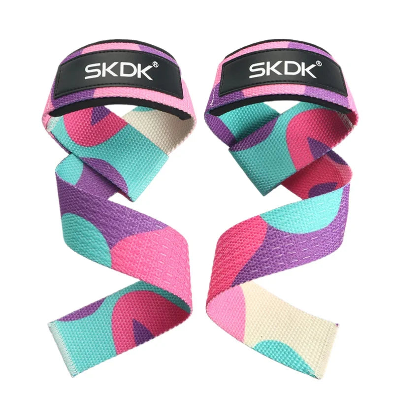 Dark red SKDK wrist straps – bold design for intense strength training sessions