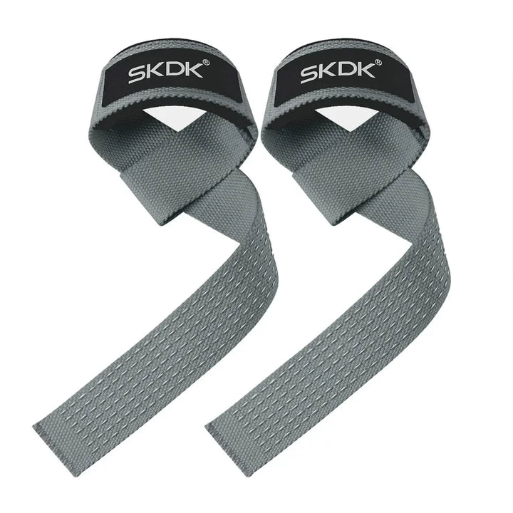 Grey SKDK wrist straps – lightweight and durable lifting grip aid