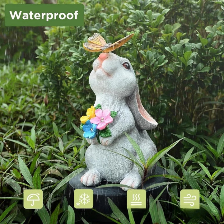 Solar Bunny Garden Statue