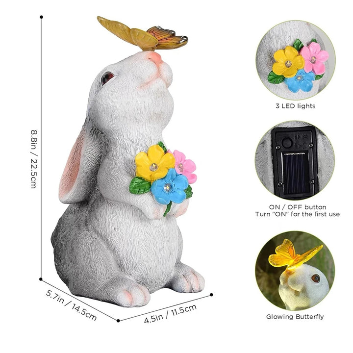 Solar Bunny Garden Statue