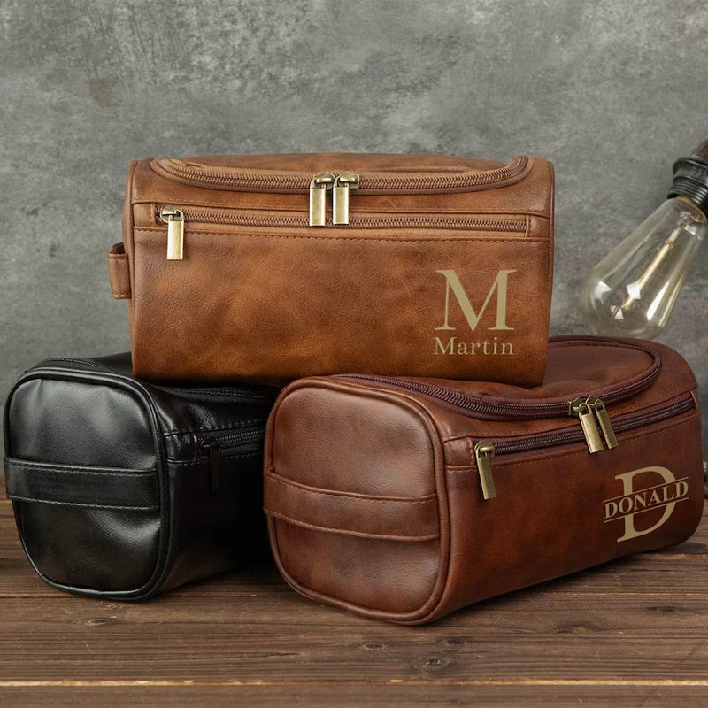 Personalized Leather Toiletry Bag