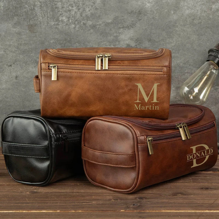 Personalized Leather Toiletry Bag