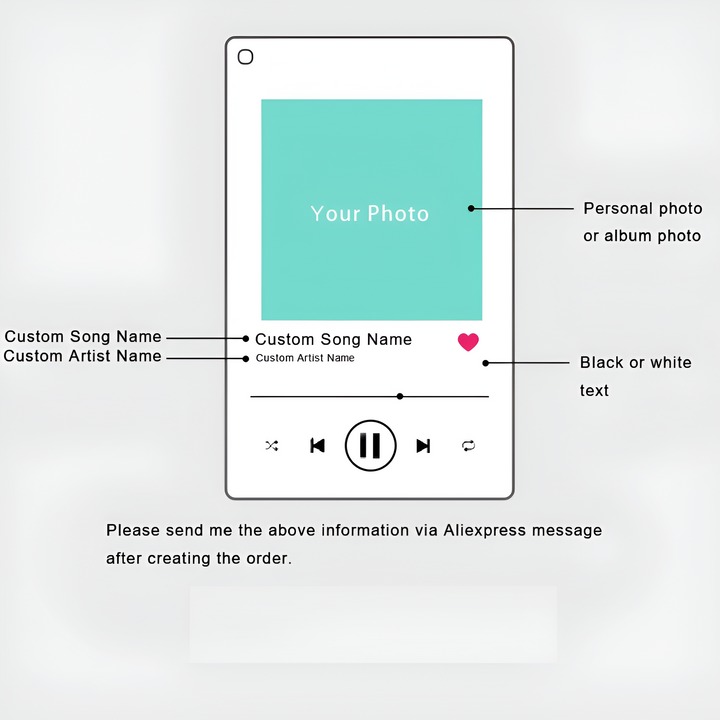Custom Photo Music Keychain