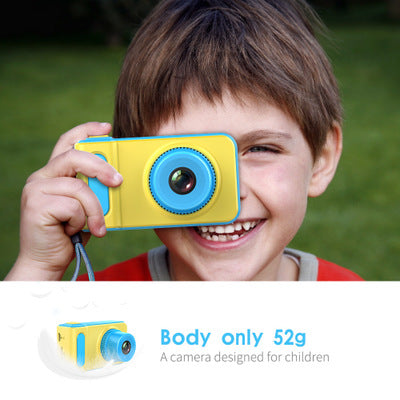 blue and yellow camera, pink and yellow camera