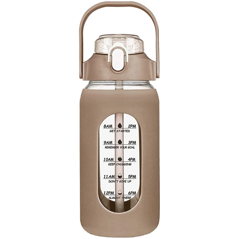 Brown portable water bottle with built-in hydration tracker – ideal for active lifestyles