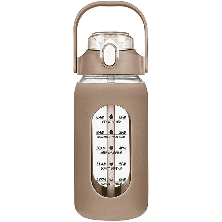 Brown portable water bottle with built-in hydration tracker – ideal for active lifestyles