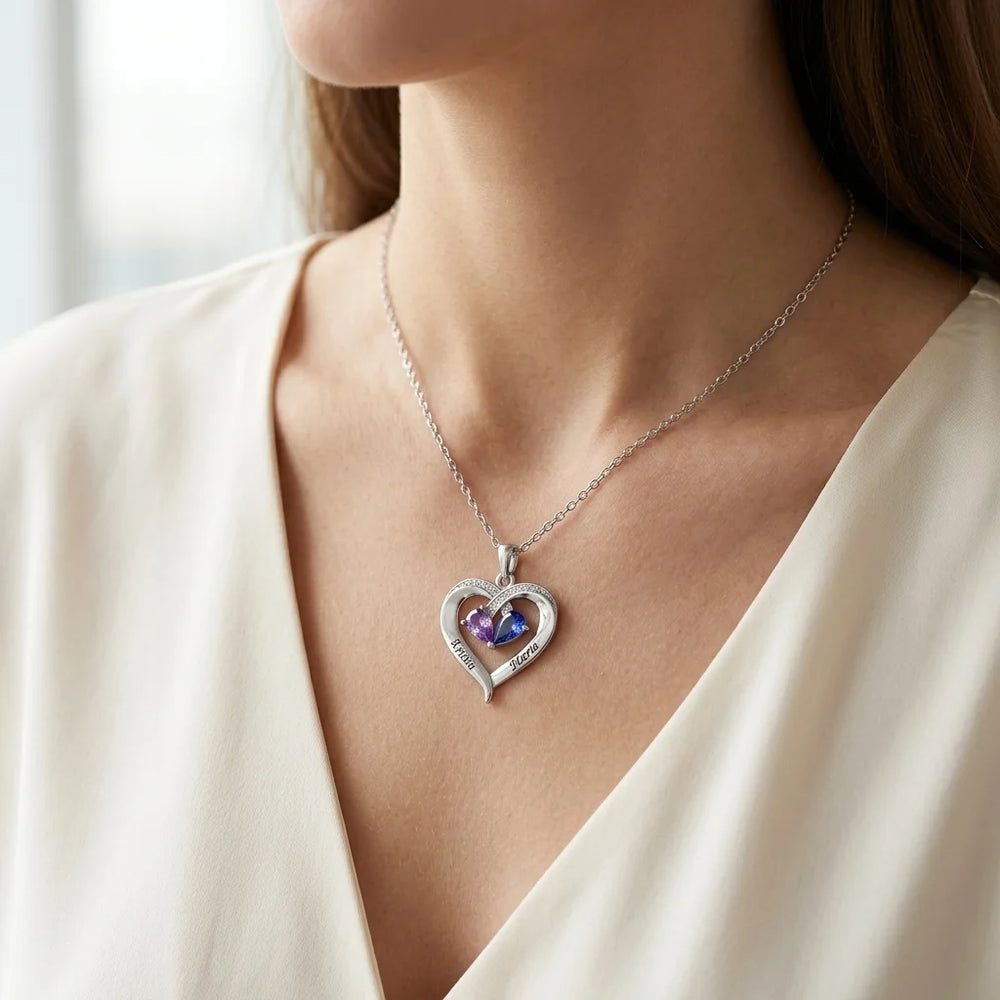 Custom Heart Name Necklace - Personalized Engraved Pendant