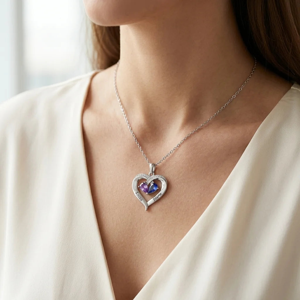 Custom Heart Name Necklace - Personalized Engraved Pendant